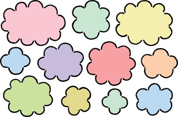 Obraz premium シンプルな雲形の吹き出しのカラーイラスト