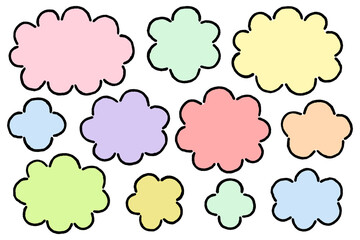 シンプルな雲形の吹き出しのカラーイラスト
