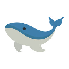 Whale clipart in cartoon flat vector style
