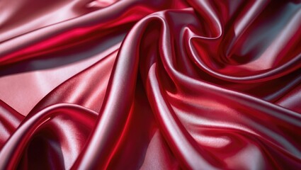 Fototapeta premium Elegant red velvet and satin fabric draped on the floor with vintage scissors for fashion and craft projects