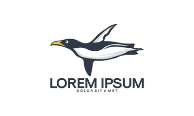A penguin in flight,  design.