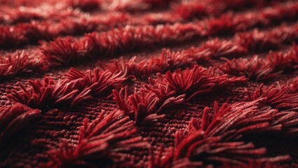 Long fiber shag rug with vibrant red color and textured plush design
