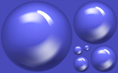Abstract background with three big and small balls in purple. Copy space.