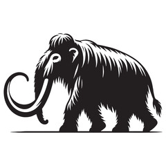 Obraz premium Ancient Power Woolly Mammoth silhouette – Woolly Mammoth illustration – Minimalist Woolly Mammoth vector – Stone Age silhouette
