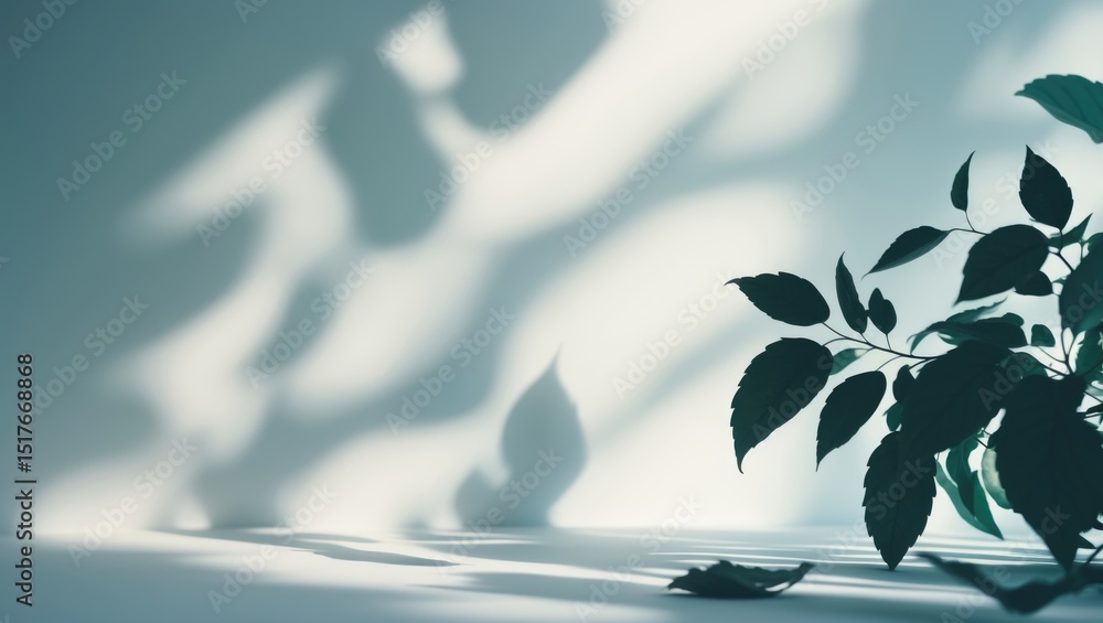 Poster abstract summer scene with shadow patterns of tree branches and leaves on textured background