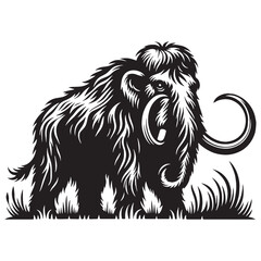 Ancient Plains Walker Woolly Mammoth silhouette – Woolly Mammoth illustration – Minimalist Woolly Mammoth vector – Stone Age silhouette

