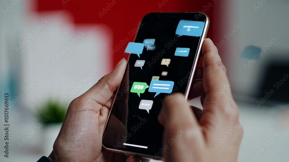 Aufkleber Office worker holding smartphone and waiting for application update loading bar to complete on device screen, experiencing mobile technology and internet connection issues