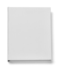 close up of a white book template on white background