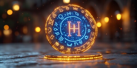 Fototapeta premium Mesmerizing abstract astrology wallpaper featuring cosmic patterns, zodiac symbols, and mystical celestial elements, radiating an aura of mystery and magic