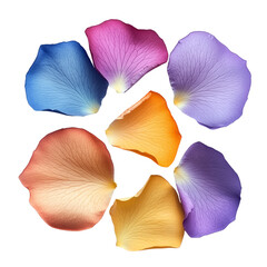 A close up of a flower with petals in a variety of colors