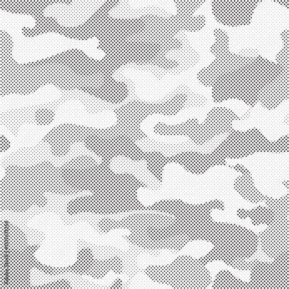 Aufkleber Seamless camouflage pattern. Repeating digital dotted hexagonal camo military texture background. Abstract modern fabric textile ornament. Vector illustration.