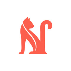 Letter N Cat Logo – Minimalist Feline Monogram Design

