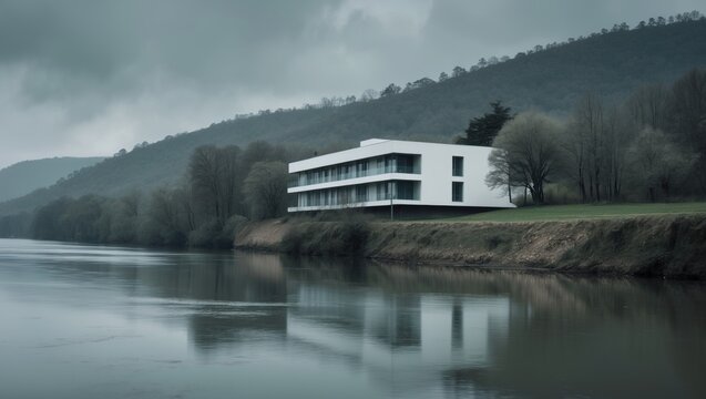 Black water river flowing through nature: protecting against climate change disasters