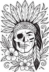 Tattoo Style Coloring Page for Adults –Printable Intricate Line Art for Relaxation, Stress Relief, and Mindful Coloring and Hobby Time
