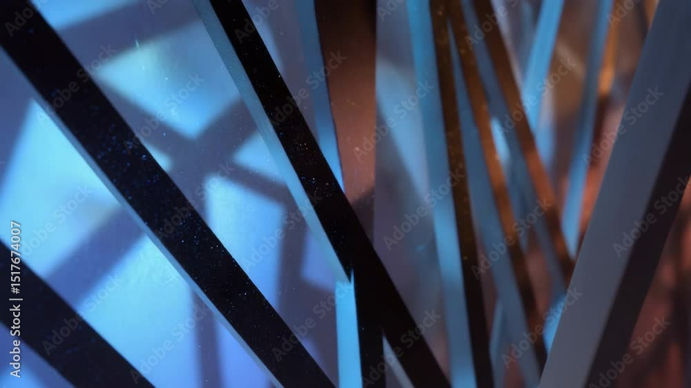 Poster colorful light shifting across geometric structure, glittering with dynamic gradients and vibrant re