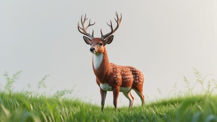 White background featuring a male axis deer