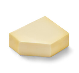 close up of a block of butter or margarine on white background