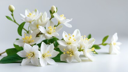 Fototapeta premium Beautiful flower view from the top showcasing fresh jasmine blooms in summer and spring.
