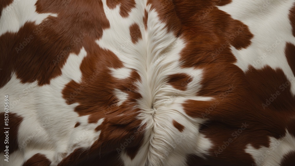 Poster close-up of cowhide fur background with brown and white patterns for text overlay