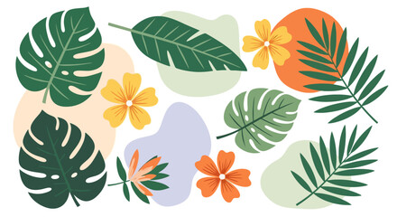 Tropical Foliage and Flowers: Vector Design Elements