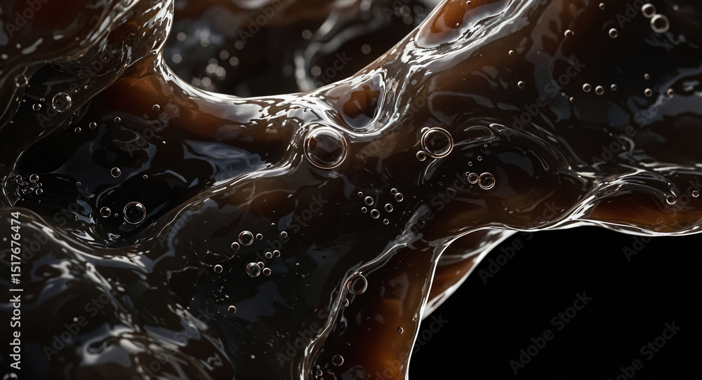 Poster abstract background of dark resin slime with air bubbles . generative ai