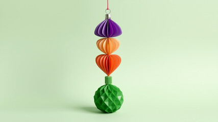 Colorful paper christmas ornament stacked design
