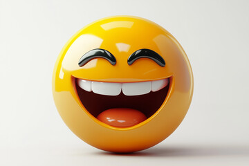 Fototapeta premium Smiley emoticon isolated on white background. 3d render.