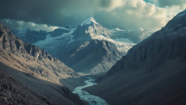 Pasu cone vista and picturesque scenery of a wide road with towering mountains along a rural highway in Pakistan
