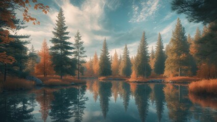 Serene Beach Scene with Soft Pastel Colors and Vibrant Water