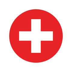 Obraz premium Round Icon of the Flag of Switzerland with Watercolor Effect