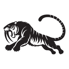 Calm but deadly Smilodon silhouette – Smilodon illustration – Minimalist Smilodon vector – Stone Age silhouette

