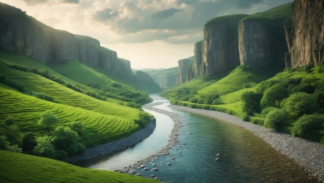 Lahic village in Azerbaijan featuring muddy river and mountain scenery