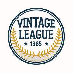 Design a retro round badge featuring "Vintage League 1985" in a classic font.  The badge should have a simple, clean design.