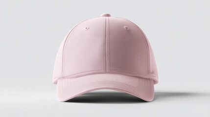 Light pink baseball cap mockup front view on white background