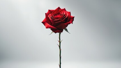 Isolated red rose blossom in nature background