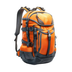 An orange backpack ready for adventure symbolizing preparedness and on transparent background