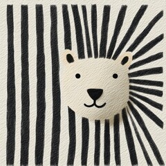 Cute doodle pattern of lion’s mane and zebra stripes by a child