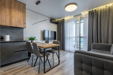 Open-Plan Living and Dining with Floor-to-Ceiling Window