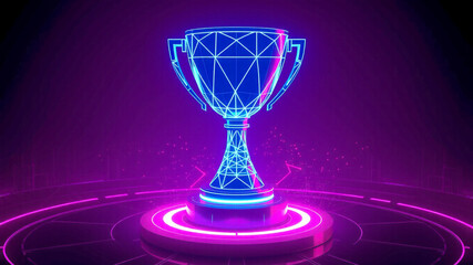 Futuristic neon trophy award winning prize