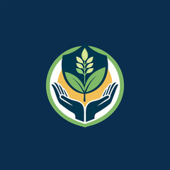 Hand holding plant logo