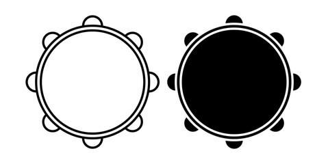 Linear icon. Tambourine musical instrument. Folk instrument for beating out rhythm. Simple black and white vector isolated on white background