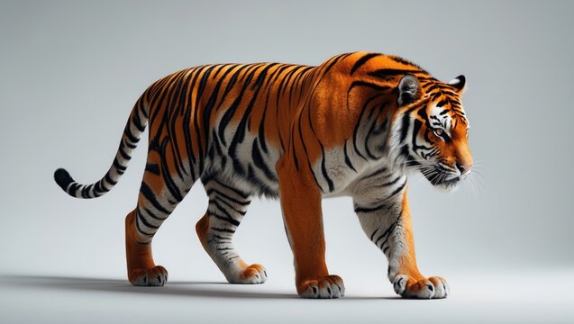 Majestic tiger on a white background showcasing nature's predator in summer Asia