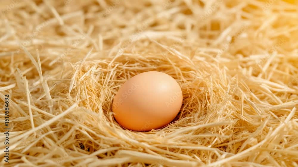 Poster brown eggs nestling softly within rustic straw nests, highlighting artisanal chicken farming methods