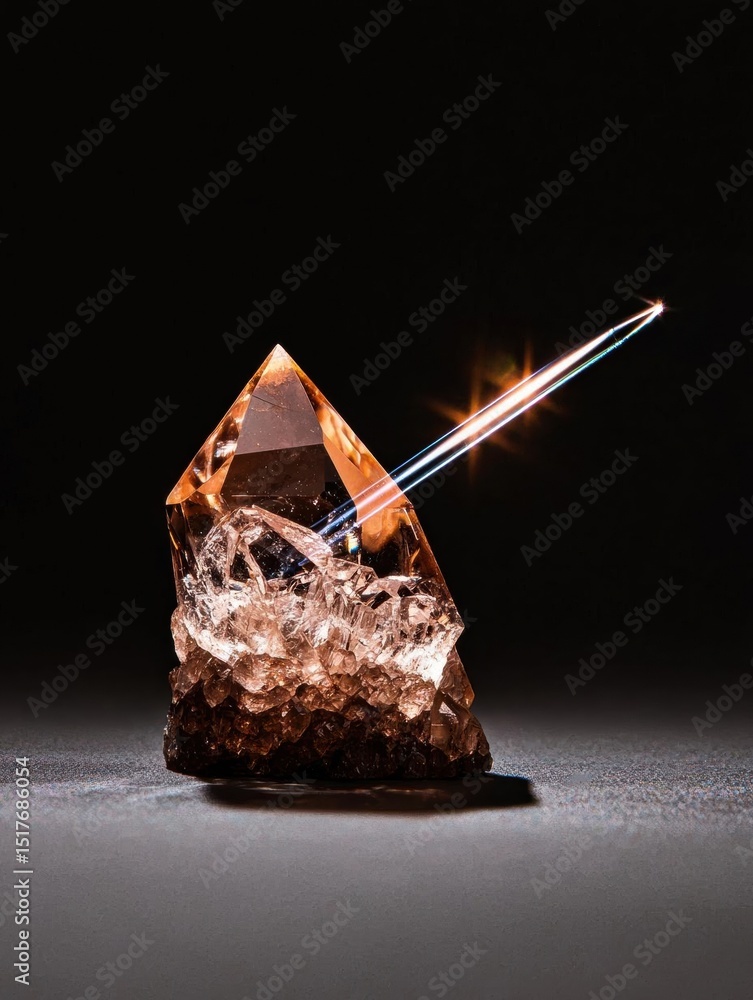 Poster photograph of a crystal pyramid. the pyramid is made up of small, irregularly shaped crystals that a