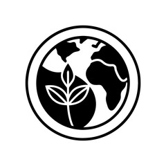 ecology planet and leaf line icon earth nature vector art