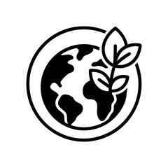 ecology planet and leaf line icon earth nature vector art