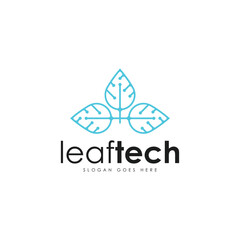 Leaf tech logo design template