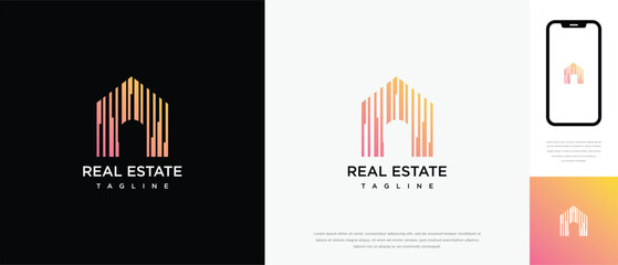 Abstract house design logo. House building property icon symbol	
