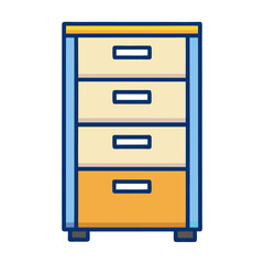 Colorful cartoon illustration of a cabinet with four drawers for storage