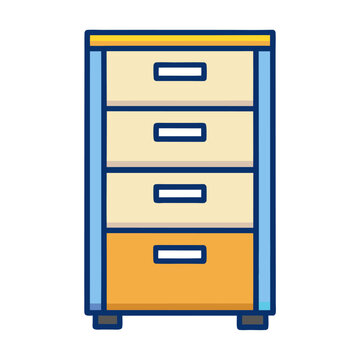 recommend clip art: Colorful cartoon illustration of a cabinet with four drawers for storage